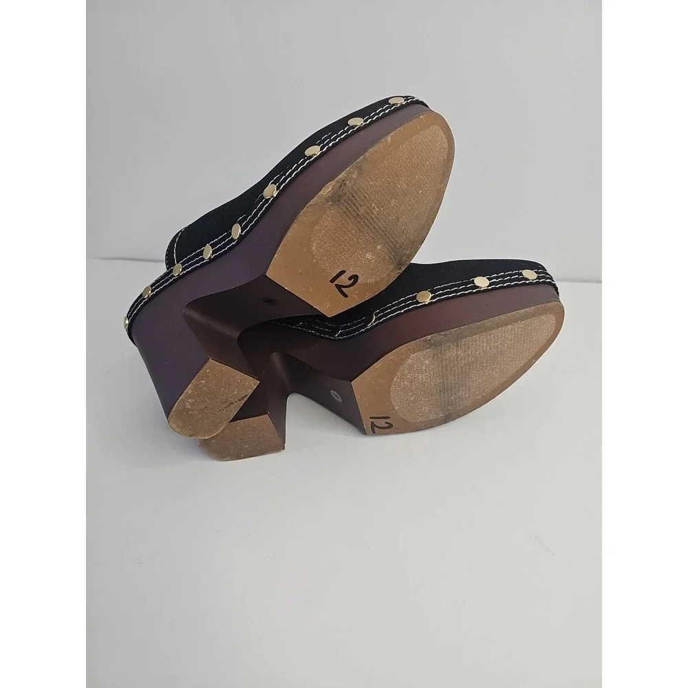 Crown & Ivy Women's Platform Sherpa Lined Clogs‎ black Size 8